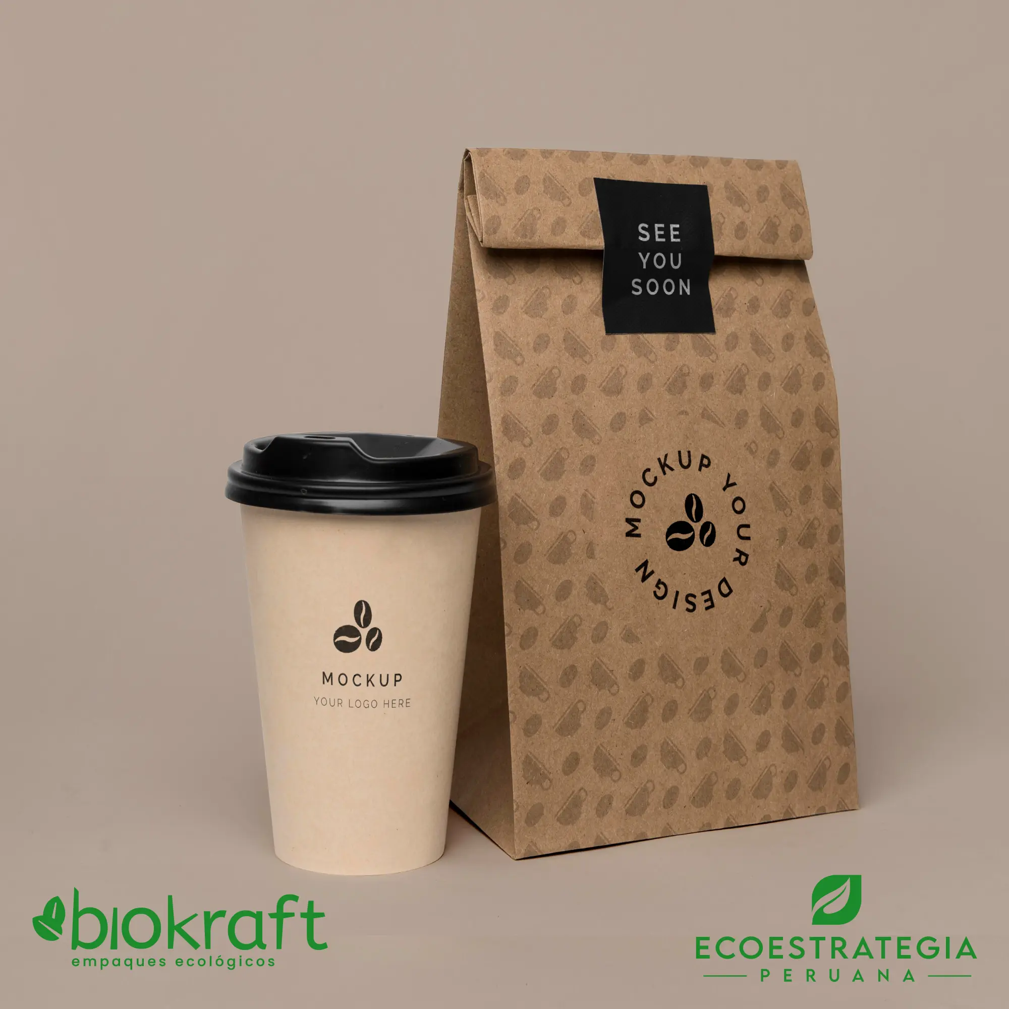 Esta bolsa biodegradable tiene un grosor de 60 gr y un peso de 23gr. Bolsa ecológica a base de papel Kraft. Cotiza ahora tus bolsas de papel personalizadas #25