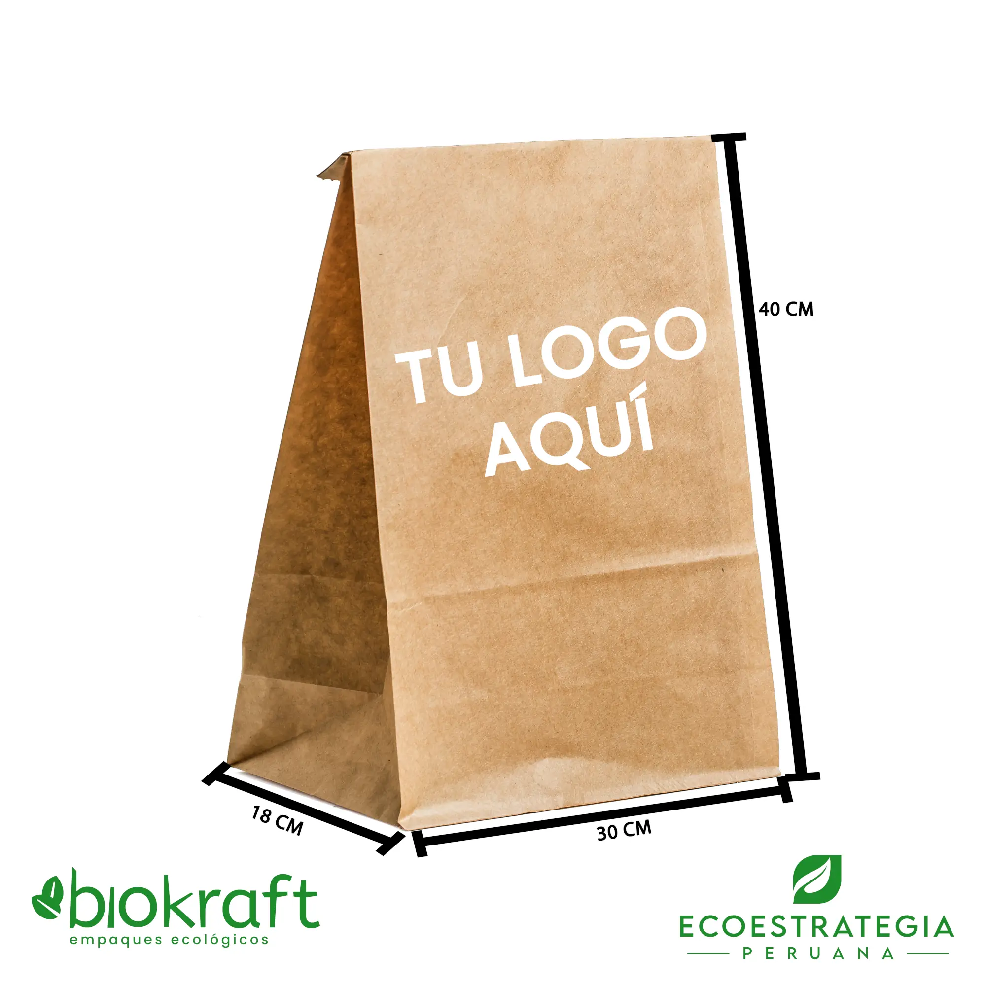 Esta bolsa de papel Kraft tiene un grosor de 80 gr y un peso de 48gr. Bolsa biodegradable de excelente gramaje y medida, ideal para comidas y productos ligeros. Cotiza ahora tus bolsas Kraft número 40